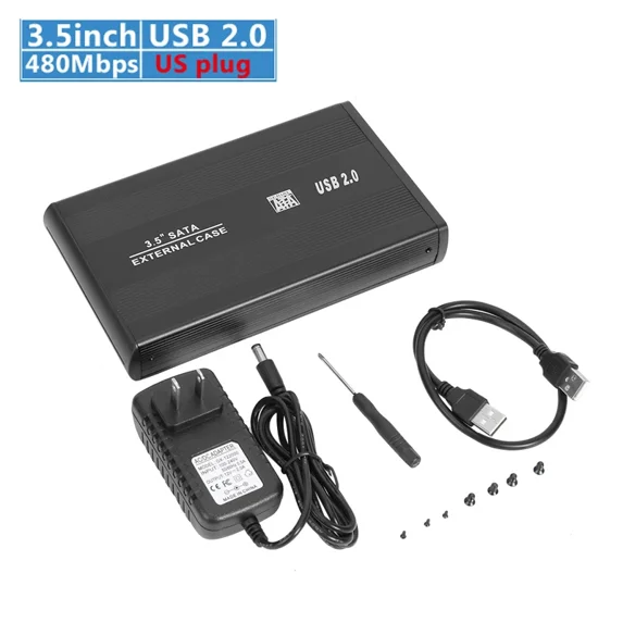 2.5 inch HDD Case USB3.0/2.0 to SATA Port SSD HDD Hard Drive Case Enclosure 5Gbps USB 3.0 External Solid State Hard Disk Box (3.5 inch USB 2.0 US)