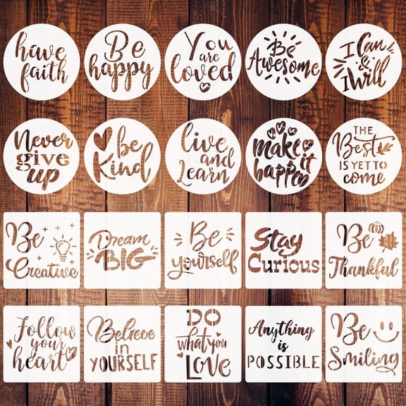 2.5 inch Inspirational Word Stencils, 20 PCS Motivational Stencils Reusable Mylar Template Inspirational Quotes Stencils for Painting on Wood Wall Home Decor