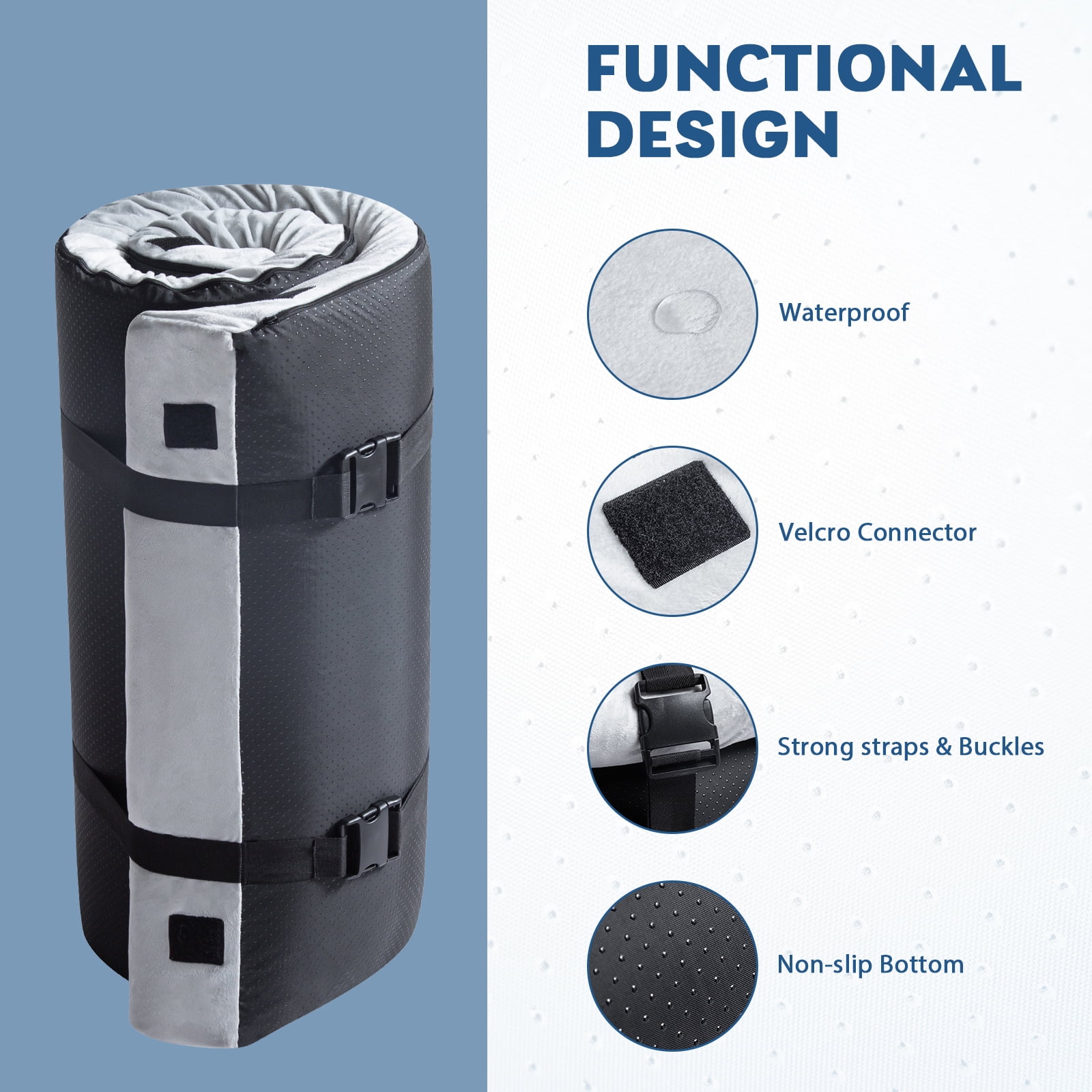 2.5 inch Memory Foam Camping Mattress with Storage Bag for Floor