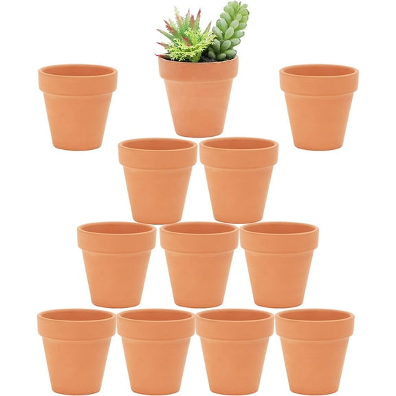 2.5 inch Terracotta Pots with Drainage Holes,Small Mini Clay Ceramic Pottery Planter,Cactus Flower Terra Cotta Pots,Succulents Nursery for Indoor/Outdoor Plants,Crafts,Wedding-12 Pack
