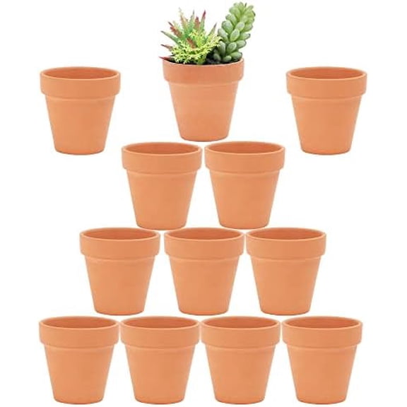 2.5 inch Terracotta Pots with Drainage Holes,Small Mini Clay Ceramic Pottery Planter,Cactus Flower Terra Cotta Pots,Succulents Nursery Pots for Indoor/Outdoor Plants,Crafts,Wedding-12 Pack