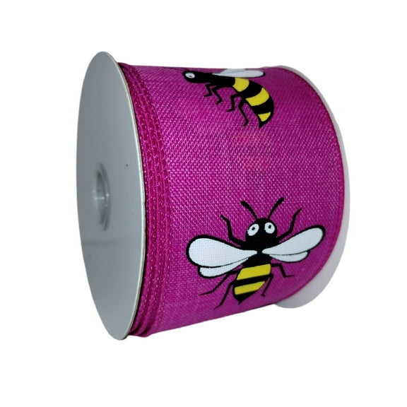 2.5 inch x 10 yards,  Jumbo Bumble Bee Ribbon: Fuchsia