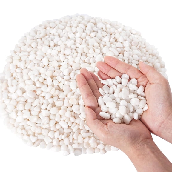 2.5-lb Decorative Rocks for Indoor Plants, 3/8" White Pebbles, Small Rocks for Potted Plants, Succulent, Vases, Aquariums, Fish Tanks, Garden Landscaping, Natural Polished