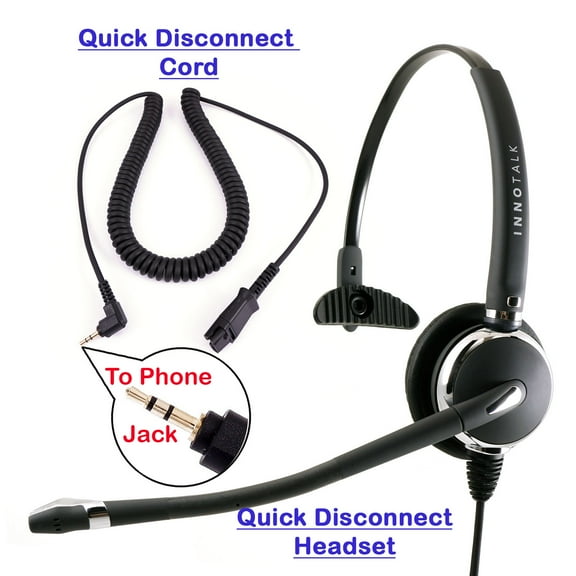 2.5 mm Quick Disconnect Adapter Plug Monaural Desk Phone Headset  for Customer Service Center