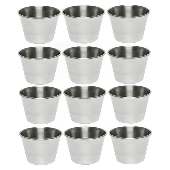 - 2.5 oz Stainless Steel Condiment Sauce Cups Set of 12- Individual Round Condiments Cups Ramekins Dipping Sauce Cup Portion Dipping Sauce Kitchen Cups