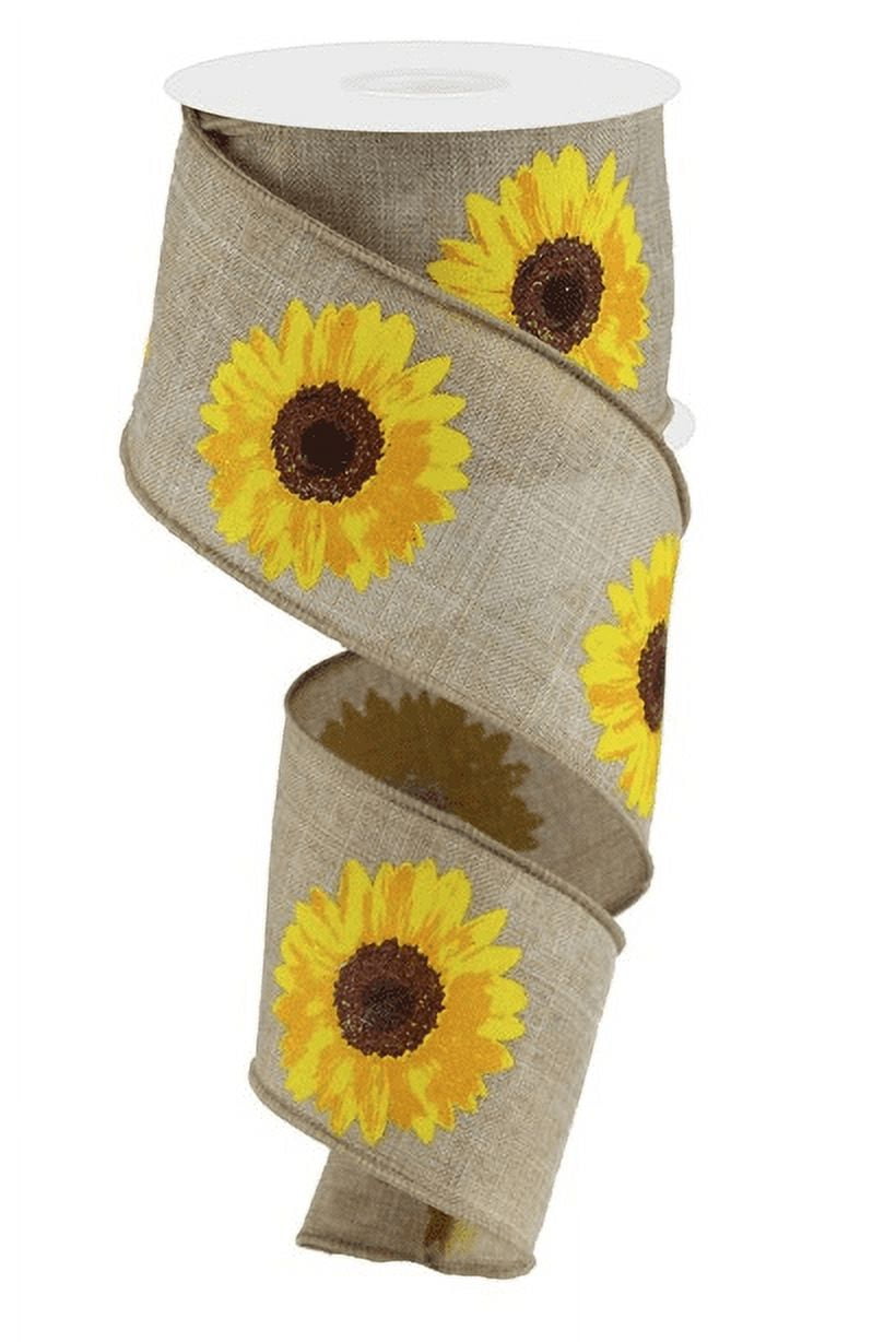 sunflower ribbon品 Amazon.com: Whaline 6 Rolls Sunflower Wired Edge Ribbon 30