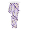 thumbnail image 1 of 2.5" x 10yd Louisiana Diagonal Pattern with Footballs, White, Purple, Yellow Gold, 1 of 1