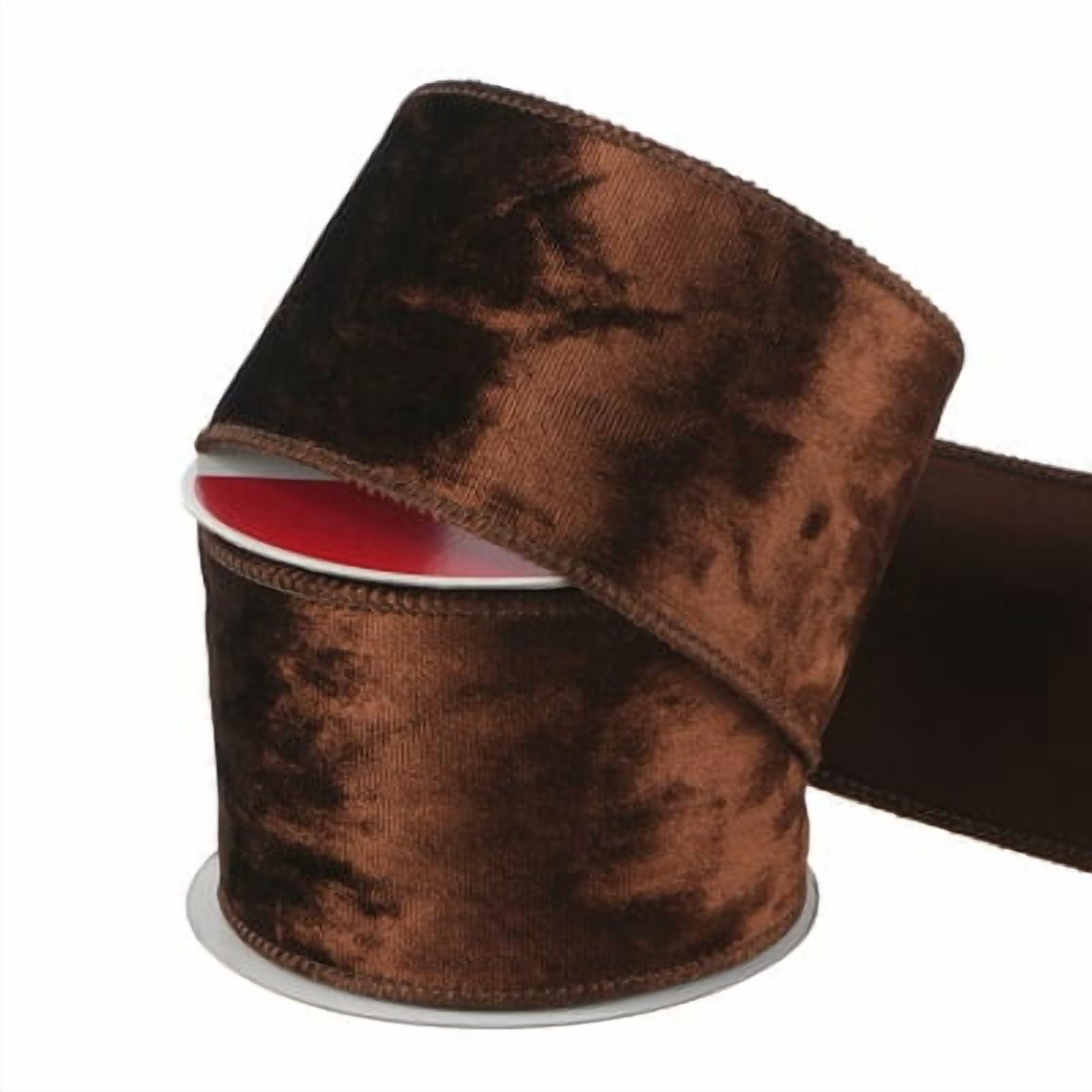 2.5" x 15ft. Brown Wired Velvet Ribbon by Celebrate It - Holiday and Christmas Ribbon - Bows for Crafts - Giftwrap - and Home Decor