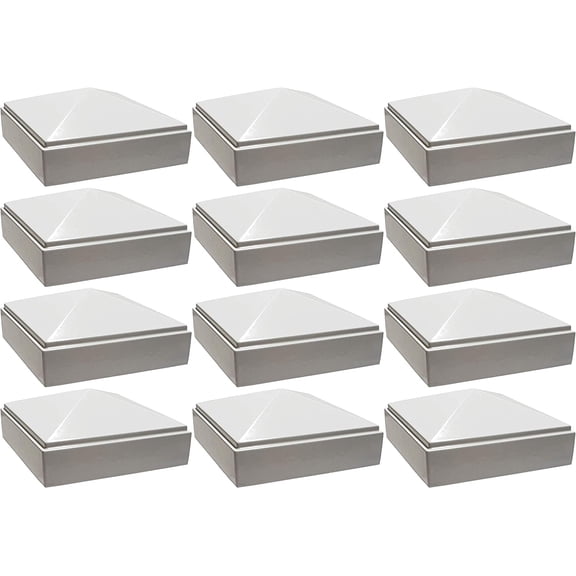 2.5" x 2.5" Aluminium Pyramid Post Cap for Metal Post - Pressure Fit - White (12 Pack)