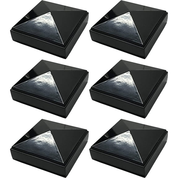 2.5" x 2.5" Aluminium Pyramid Post Cap for Metal Posts - Pressure Fit - Black (6 Pack)