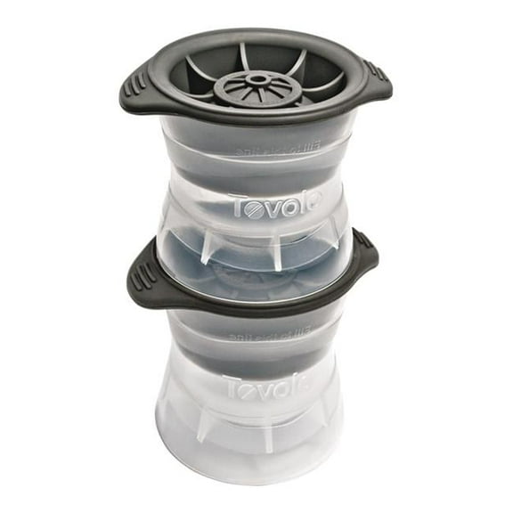 2.5 x 2.5 in. Silicone & Polypropylene Sphere Ice Molds, Clear & Gray - Set of 2