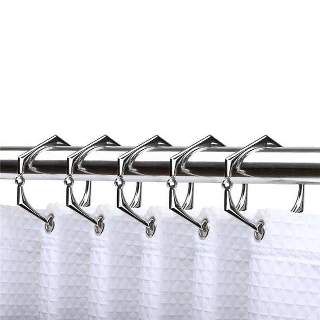 Chrome Rustproof Zinc Alloy Shower Curtain Hooks Set of 12