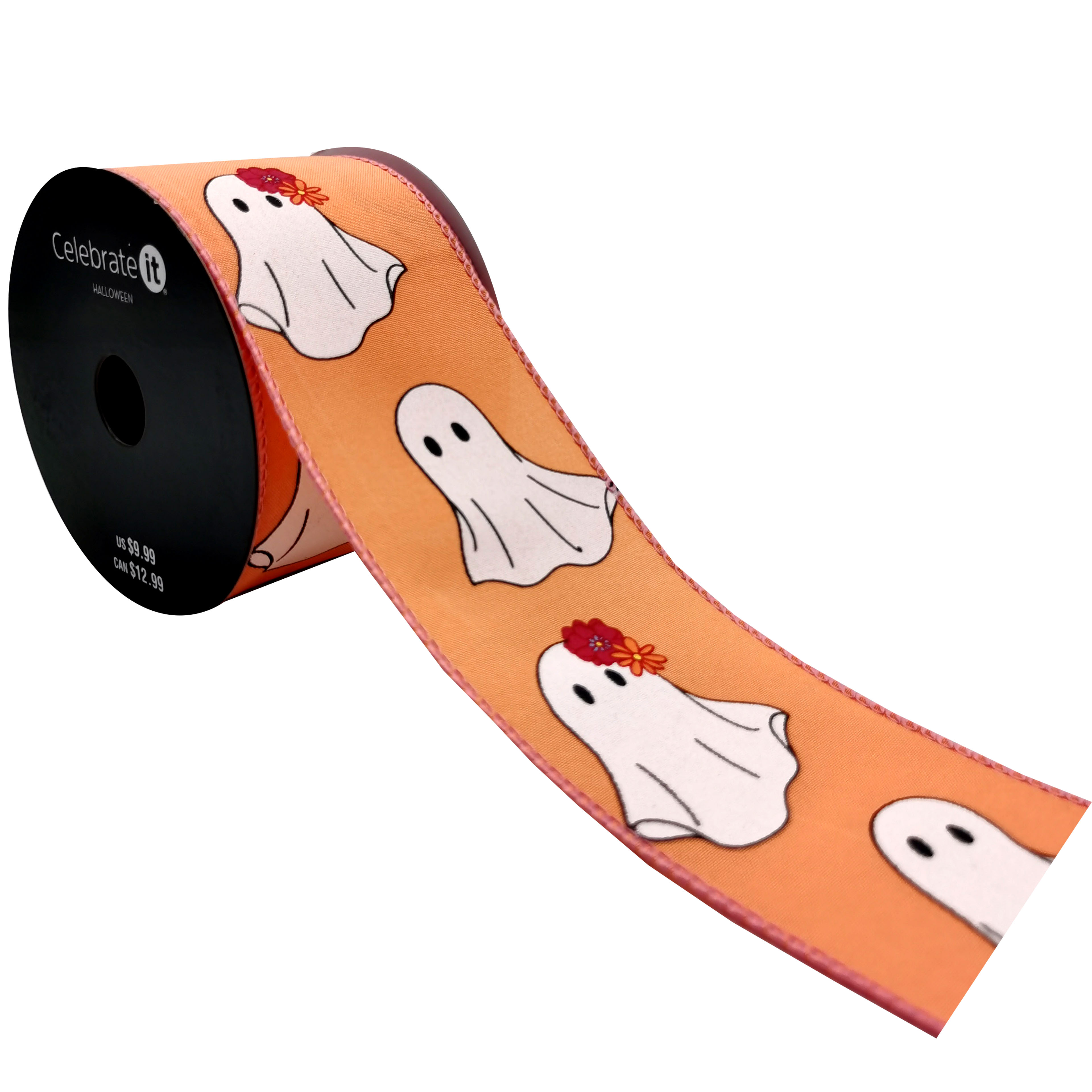 2.5" x 20ft. Ghost Wired Taffeta Ribbon by Celebrate It Halloween-Halloween Ribbon for Crafting and Decoration