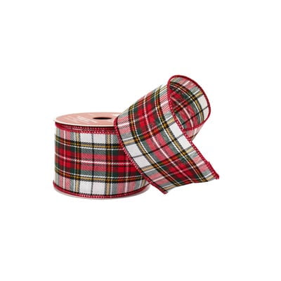 2.5" x 20ft. Red Plaid Wired Ribbon by Celebrate It - Holiday and Christmas Ribbon for Crafts - Gift Wrapping - and Home Decor