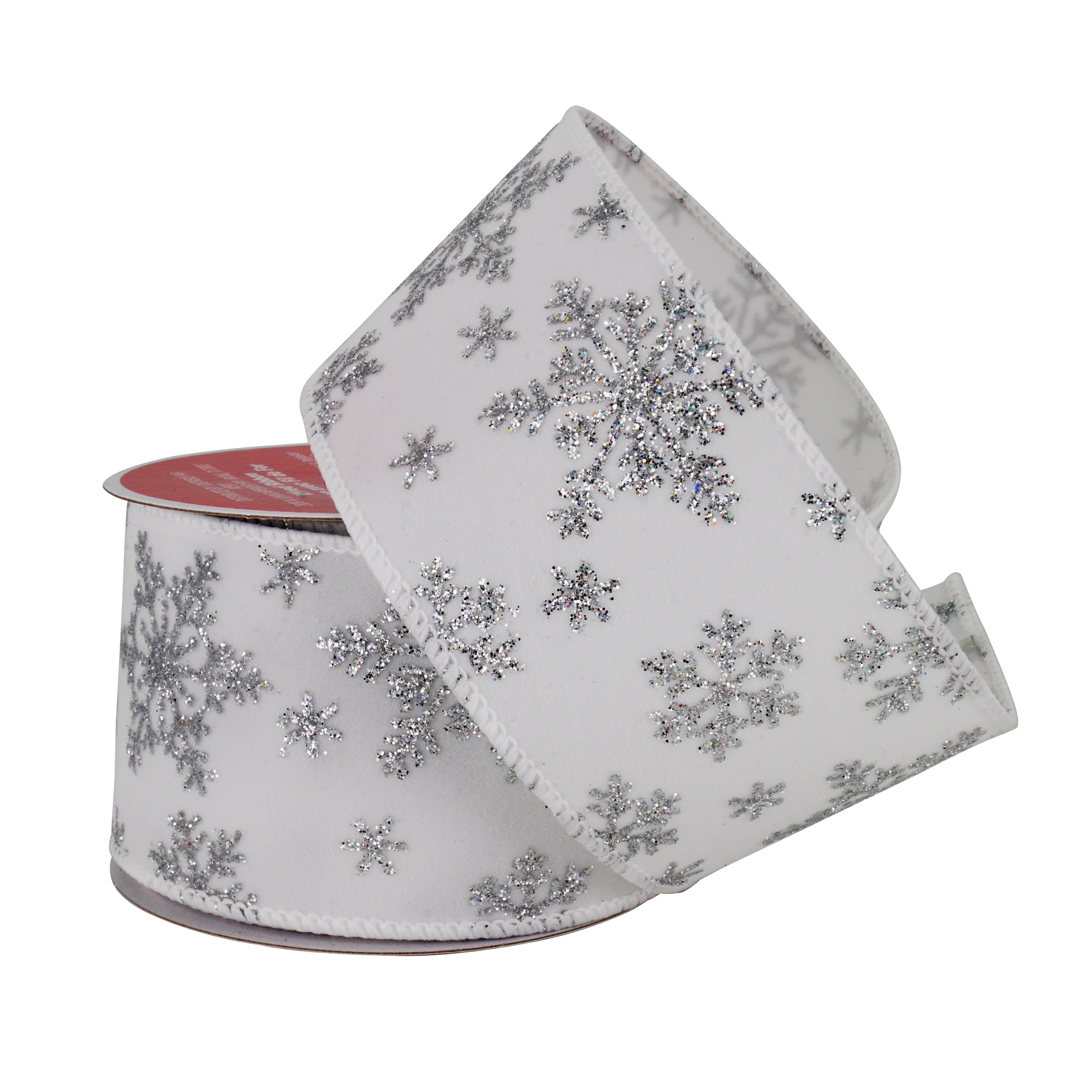 2.5" x 20ft. White Snowflake Wired Velvet Ribbon by Celebrate It Christmas - Christmas Ribbon for Home Decor and Crafting