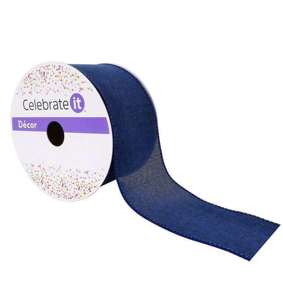 Celebrate It 2.5" x 25ft. Faux Linen Wired Ribbon Decor