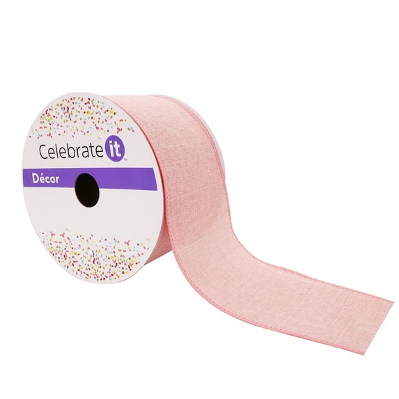 Celebrate It 2.5" x 25ft. Faux Linen Wired Ribbon Decor