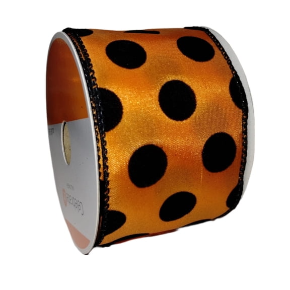 Celebrate it Halloween Black Dots Wired Ribbon 2.5inx25ft