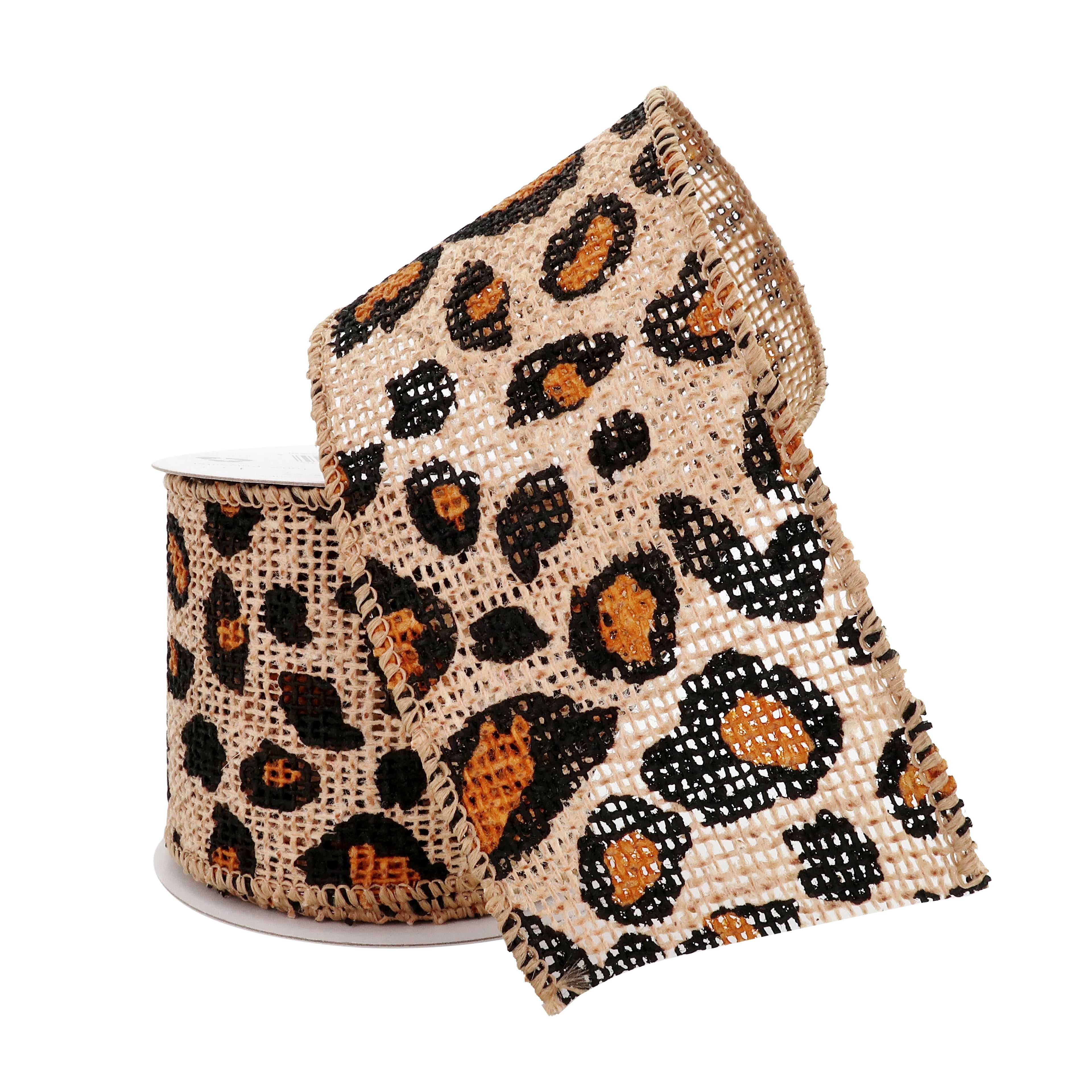 Celebrate It 2.5'' x 3yd. Faux Burlap Wired Cheetah Ribbon - Walmart.com