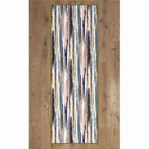 2.5 x 6.5 ft. Modern Living Room Runner Area Rug with Nonslip Backing, Multi Color - Abstract Brushstrokes & Glitter Pattern - Rectangle