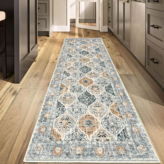 2.5' x 8' Boho Runner Rug Non Slip Washable Soft Carpet Area Rug for Entryway Hallway Kitchen Bedroom