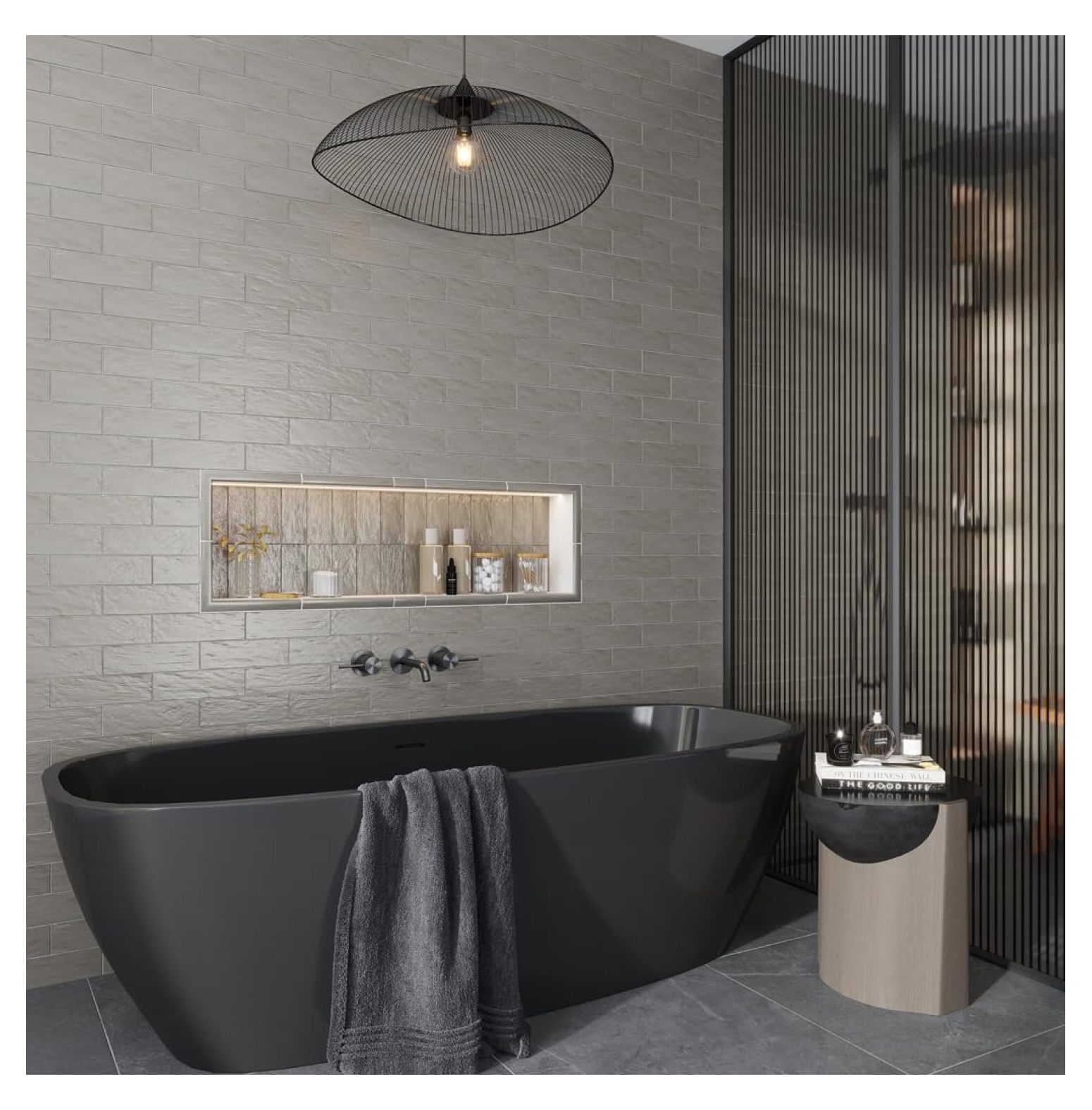 2.5" x 8" Gray Ceramic Tile for Kitchen, Bathroom or Wall Panel (5.32 Sq ft- Box of 38 tiles)
