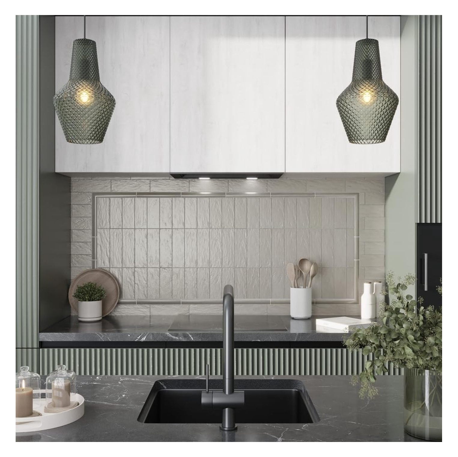 2.5" x 8" Green Ceramic Tile for Kitchen, Bathroom or Wall Panel (5.32 Sq ft- Box of 38 tiles)