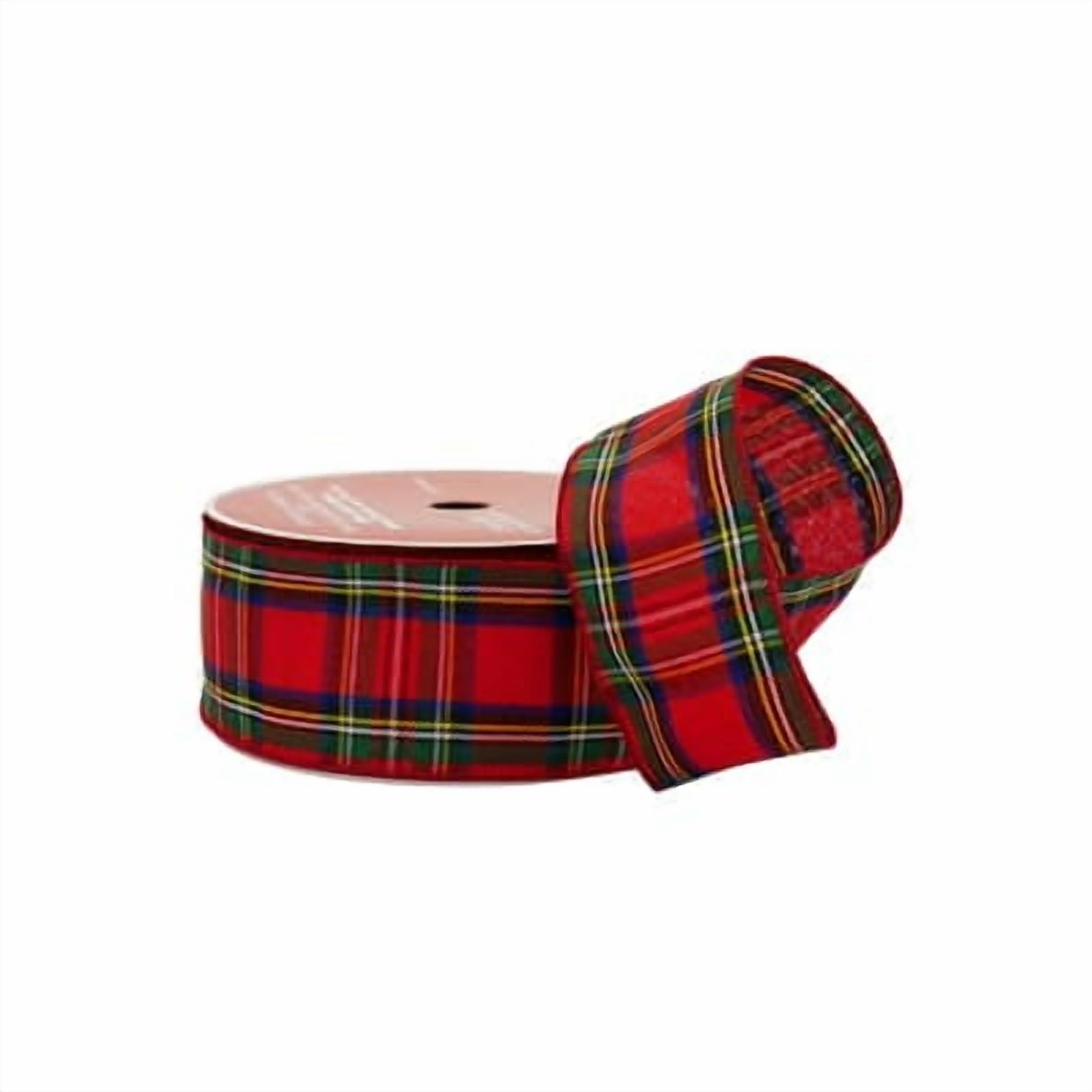 2.5" x 80ft. Red Tartan Wired Jumbo Ribbon by Celebrate It - Holiday and Christmas Ribbon - Bows for Crafts - Giftwrap - and Home Decor