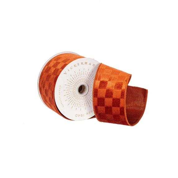 2.5"x10yd Burnish Orange Velvet Checker