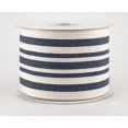 thumbnail image 1 of 2.5"x10yd French Style Denim Blue on Cream Wired Edge Ticking Ribbon-Vertical StripeRJ17140-27, 1 of 1