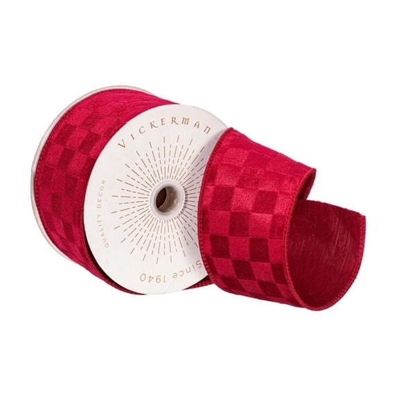 2.5"x10yd Red Velvet Checkered Satin