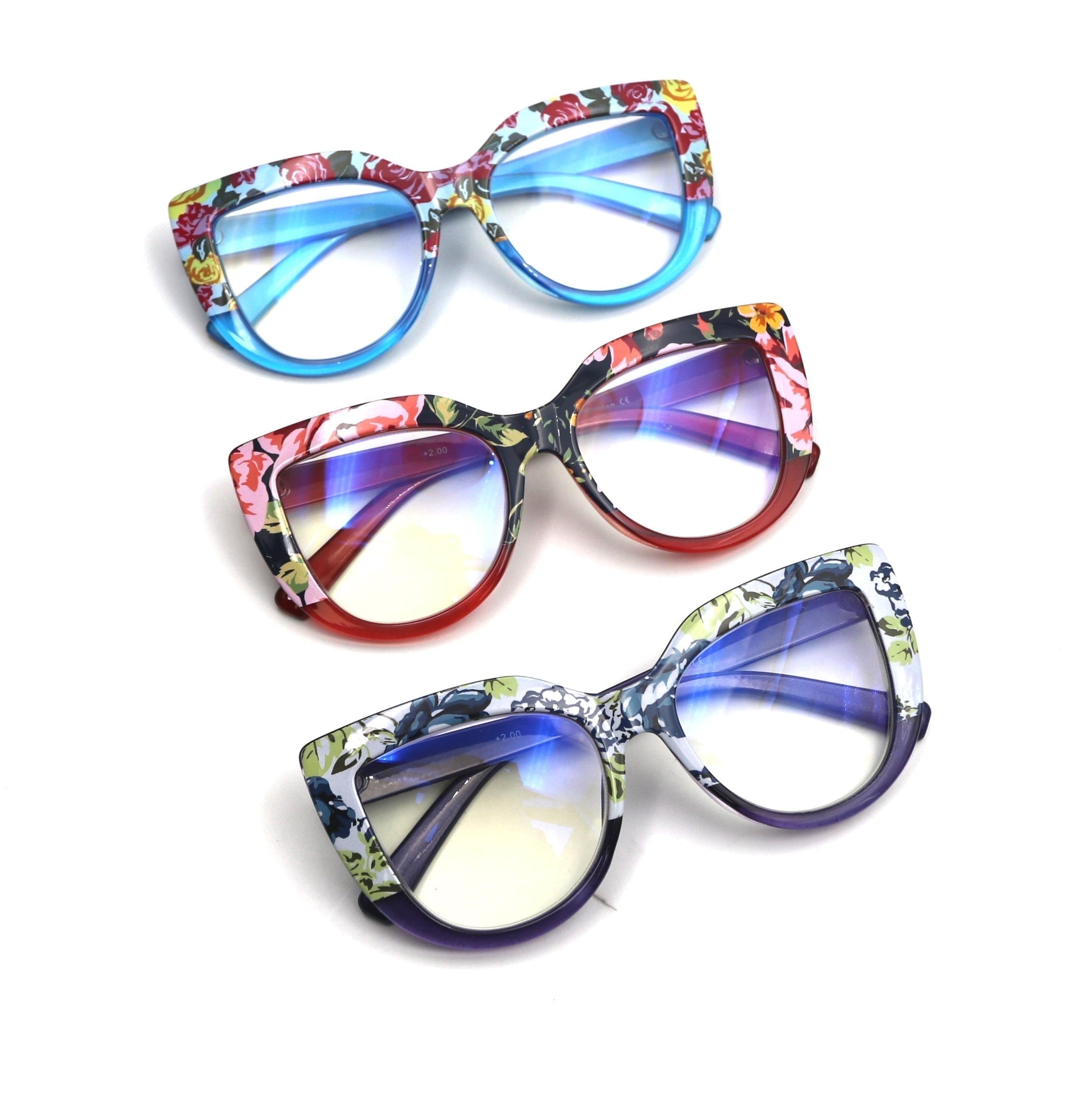 +2.50 Bevi Eyewear® Adult Cat Eye Single Vision Purple Reading Glasses, 3 Pair