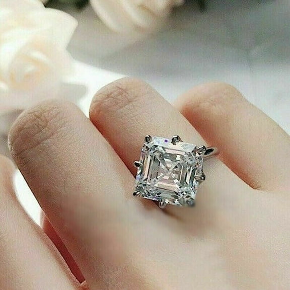 2.50 CT Asscher Cut Lab-Created Diamond Womens Engagement Ring 14K White Gold Plated Sterling Silver