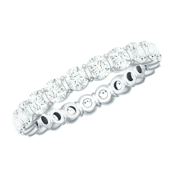 Rosec Jewels Certified Bar Set Moissanite Full Eternity Ring for Women, 14K White Gold, US 8.00
