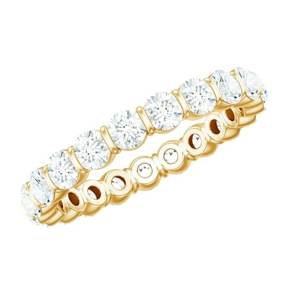 Rosec Jewels Certified Bar Set Moissanite Full Eternity Ring for Women, 14K Yellow Gold, US 12.50