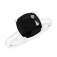 thumbnail image 1 of Rosec Jewels 8 mm Cushion Cut Black Spinel Solitaire Ring with Surprise Diamond - AAA Quality August Birthstone - Valentines Ring, 18K White Gold, US 4.00, 1 of 9