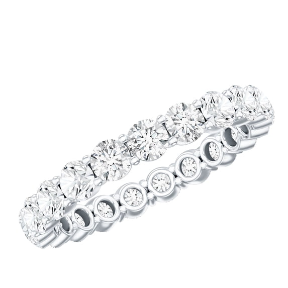 Rosec Jewels Certified Round Moissanite Eternity Ring (D-Vs1 Grade) - Full Circle Eternity Ring for Women - Ready to Gift, 18K White Gold, US 11.00