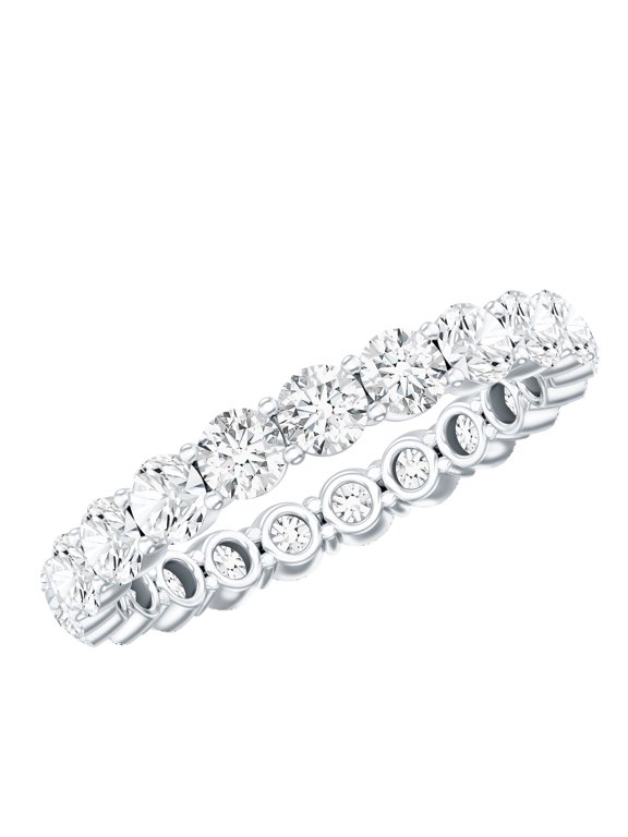 Certified Round Moissanite Eternity Ring (D-Vs1 Grade) - Full Circle Eternity Ring for Women - Ready to Gift, 925 Sterling Silver, US 4.00