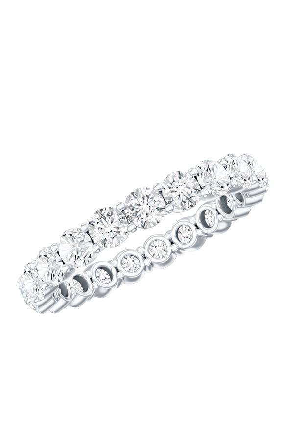 Certified Round Moissanite Eternity Ring (D-Vs1 Grade) - Full Circle Eternity Ring for Women - Ready to Gift, 925 Sterling Silver, US 4.00