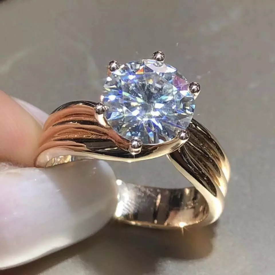 2.50 CT Round Cut VVS1/D Moissanite Six Claw Solitaire Engagement Ring for Women, 14K Yellow Gold Finish - Wedding & Anniversary Ring