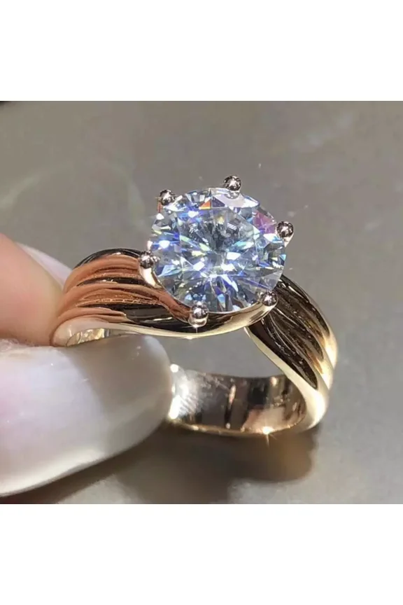 2.50 CT Round Cut VVS1/D Moissanite Six Claw Solitaire Engagement Ring for Women, 14K Yellow Gold Finish - Wedding & Anniversary Ring