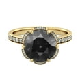 thumbnail image 1 of 2.50 CTW Black Diamond Ring 14K Yellow Gold Flower Vintage Halo, 1 of 5