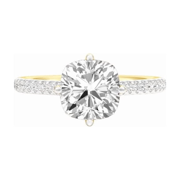 2.50 CTW Cushion Cut Lab Grown Diamond Engagement Ring 14K Solid Gold Hidden Halo Luxury Wedding Bridal Ring Gift Her