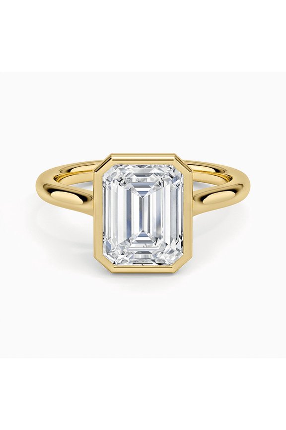 2.50 CTW Emerald Cut Lab Grown Diamond Ring Bezel Set Solitaire Promise Ring