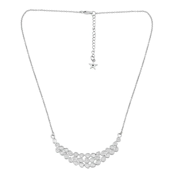 2.50 CTW Natural Diamond Polki Mango Slice Chain Women Valentines Day Gifts Necklace 925 Sterling Silver