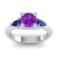 thumbnail image 1 of 2.50 Carat Beautiful Round Cut Amethyst & Blue Sapphire Gemstone Wedding Ring for her 18K White Gold Size 6.5 by Diamond-Capitals, 1 of 8