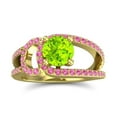 thumbnail image 1 of 2.50 Carat Beautiful Round Cut Peridot & Pink Sapphire Gemstone Anniversary Ring for Women Solid 18K Yellow Gold Size 3 by Diamond-Capitals, 1 of 8