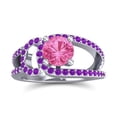 thumbnail image 1 of 2.50 Carat Beautiful Round Cut Pink Sapphire & Amethyst Gemstone Bridal Ring for Ladies 18K White Gold Size 6.5 by Diamond-Capitals, 1 of 8