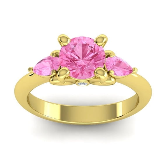 2.50 Carat Beautiful Round Cut Pink Sapphire Gemstone Bridal Ring for her 18K Yellow Gold Size 6.5 by Diamond-Capitals