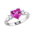 thumbnail image 1 of 2.50 Carat (Ctw) Lab-Created Pink Sapphire and Lab-Created White Sapphire Heart Ring Sterling Silver, 1 of 4